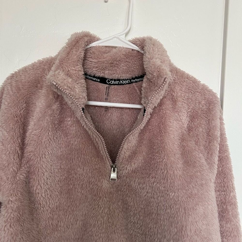 CALVIN KLEIN Quarter-zip Fleece Sweatshirt In Evening Sand - Picture 8 of 12